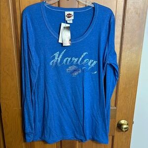 Harley-Davidson Blue Graphic Long Sleeve Tee